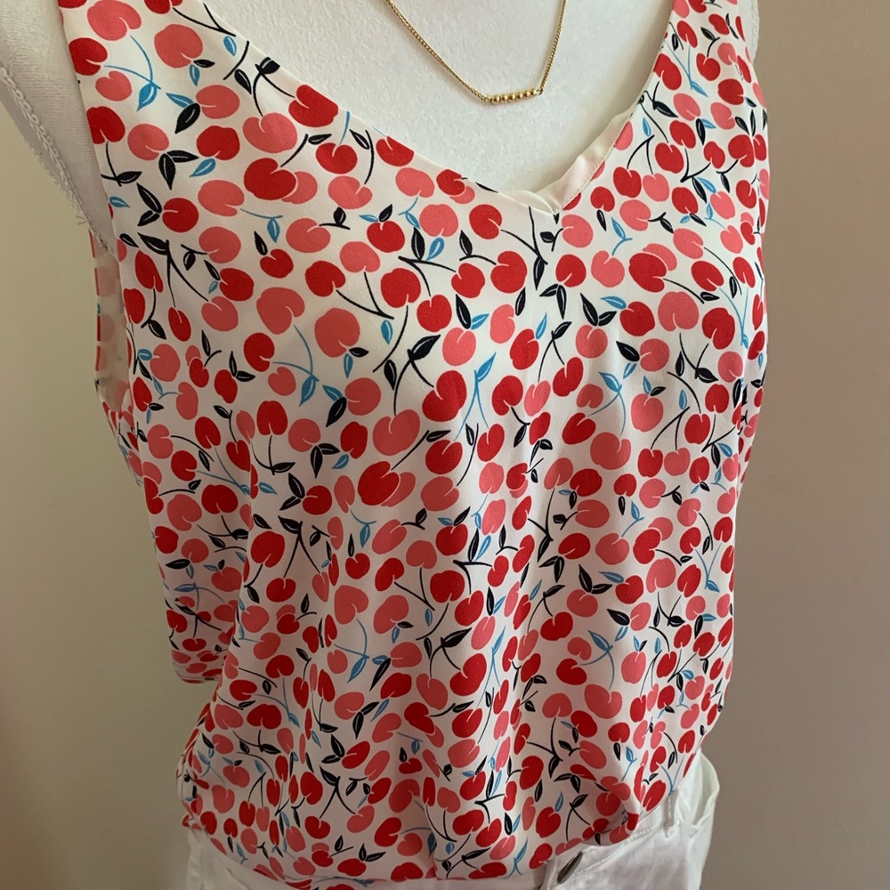 Cherry Print Sleeveless Top